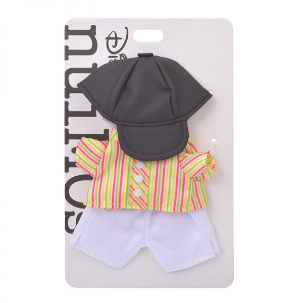 NuiMOs NuiMOs Colorful Striped Shirt & White Pants with Black Caps 彩色直紋恤衫及白色長褲配黑色鴨嘴帽 In Stock Product 現貨商品